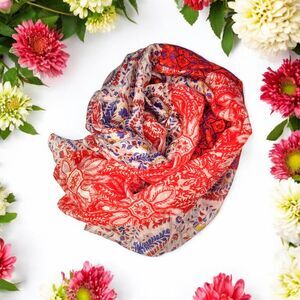 Vtg Paisley Floral Patchwork Rectangle Scarf Boho Hippie Multicolor Silk Satin
